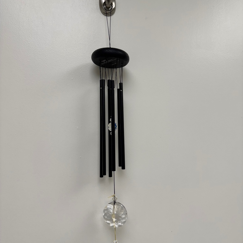 Woodstock Crystal Meditation Chime Black Windchime Wind Chime NIB Indoor Outdoor